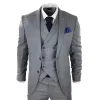 Men's Light Grey 3 Piece Suit Blue Check Double Breast Waistcoat Office Wedding Prom sold by Tru Clothing