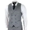 Men's Light Grey 3 Piece Suit Blue Check Double Breast Waistcoat Office Wedding Prom sold by Tru Clothing