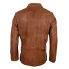 Men's Regular Fit Classic Leather 2 Button Tan Brown Blazer Jacket sold by Tru Clothing