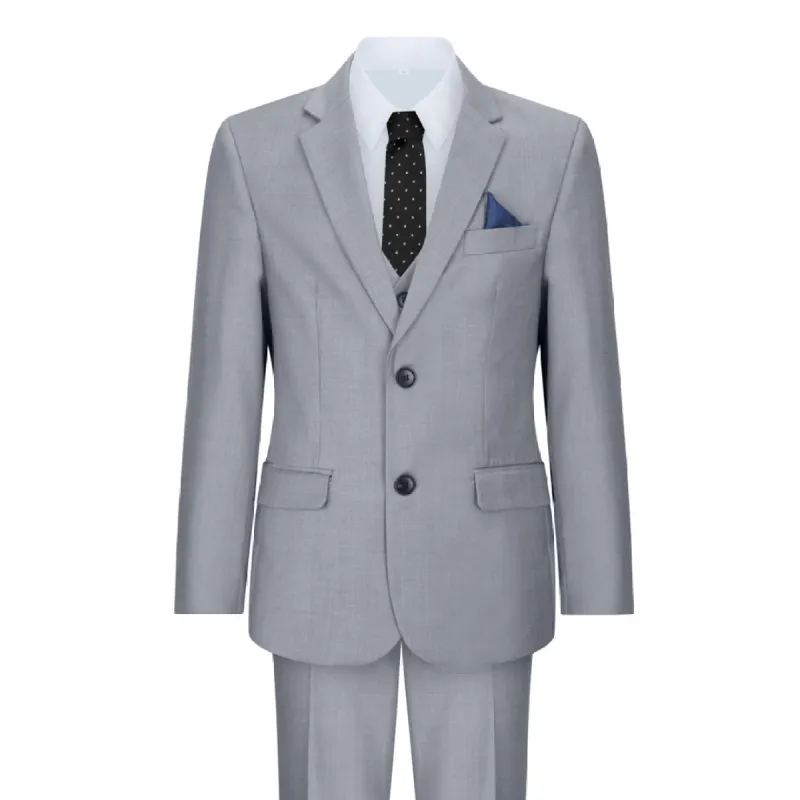 Charles - Boys 3 Piece Light Grey Suit Wedding Party Christening sold by Tru Clothing