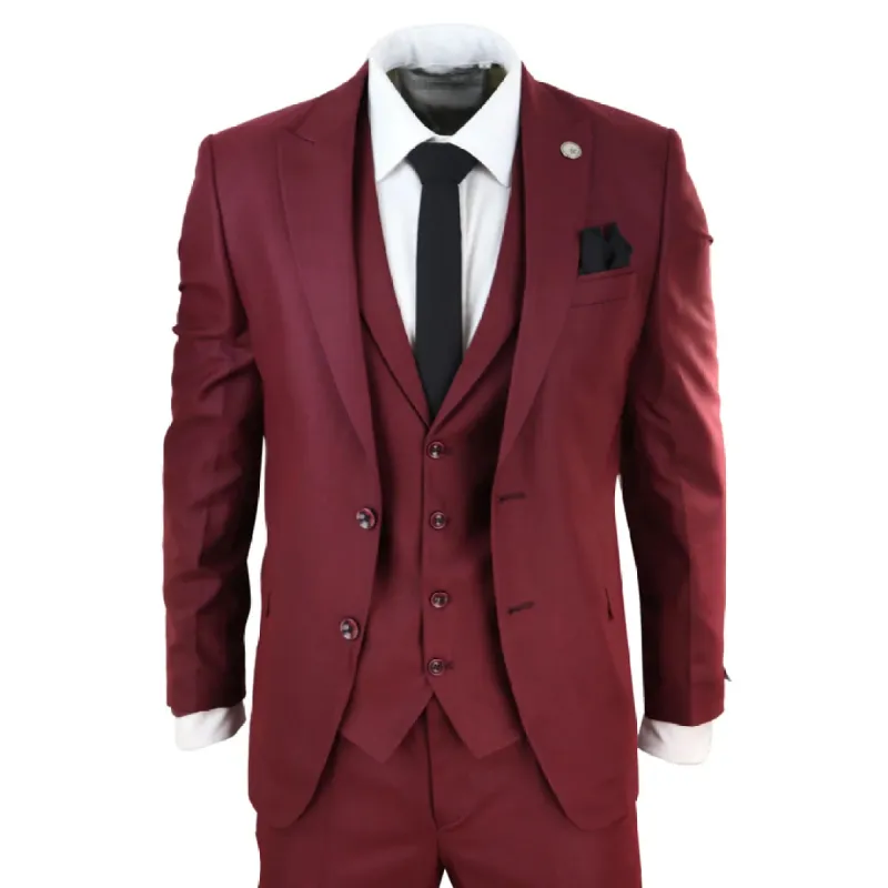 469 - Men's 3 Piece Suit Maroon Formal 1920s Classic Gatsby sold by Tru Clothing
