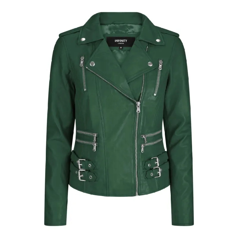 Women's Leather Short Biker Jacket sold by Tru Clothing