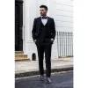Mayfair - Men's Black 3 piece Suit Brown Trim Classic Birdseye Wedding Grooms sold by Tru Clothing