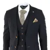 Mayfair - Men's Black 3 piece Suit Brown Trim Classic Birdseye Wedding Grooms sold by Tru Clothing