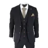 Mayfair - Men's Black 3 piece Suit Brown Trim Classic Birdseye Wedding Grooms sold by Tru Clothing