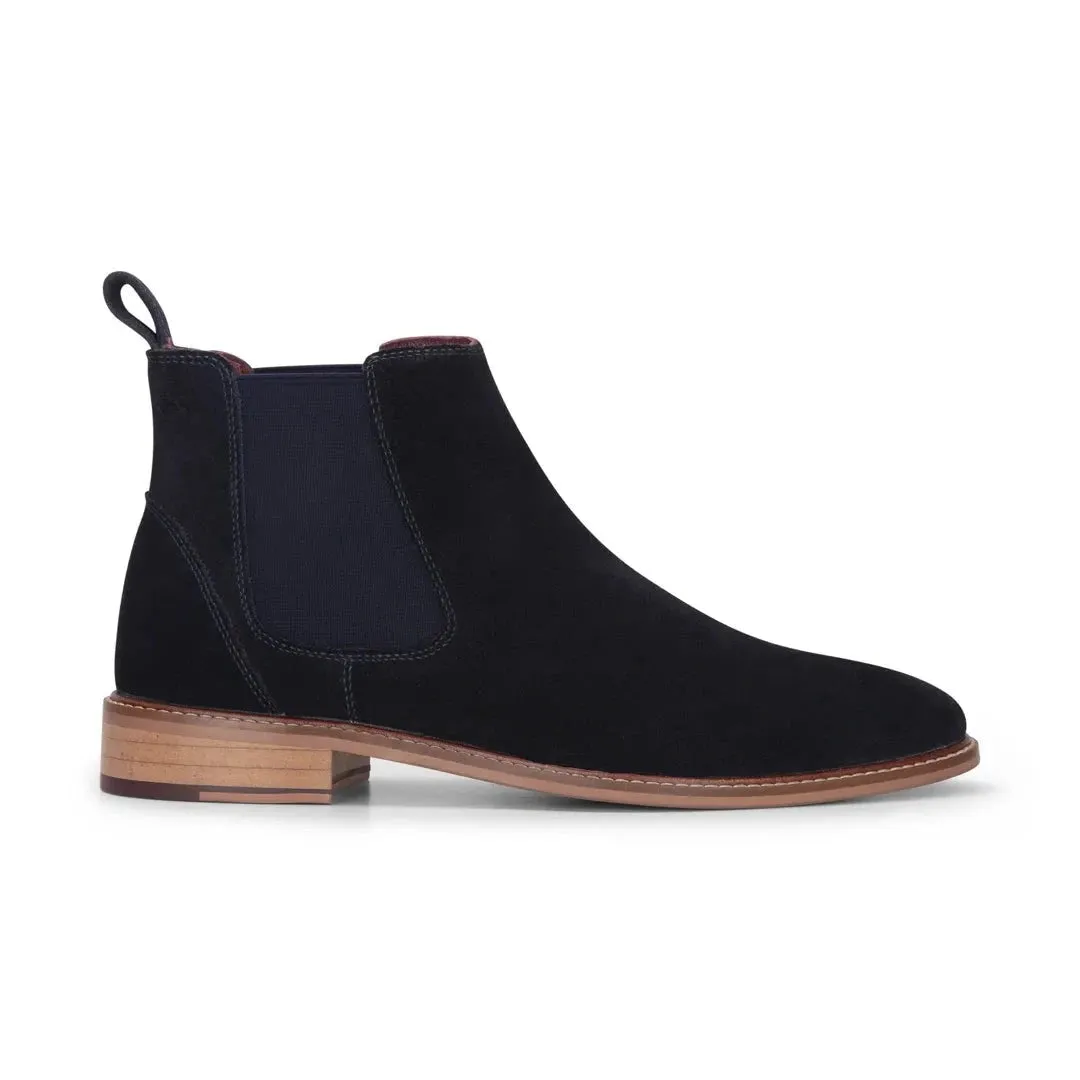 Men's Navy Suede Leather Slip On Chelsea Ankle Boots sold by Tru Clothing