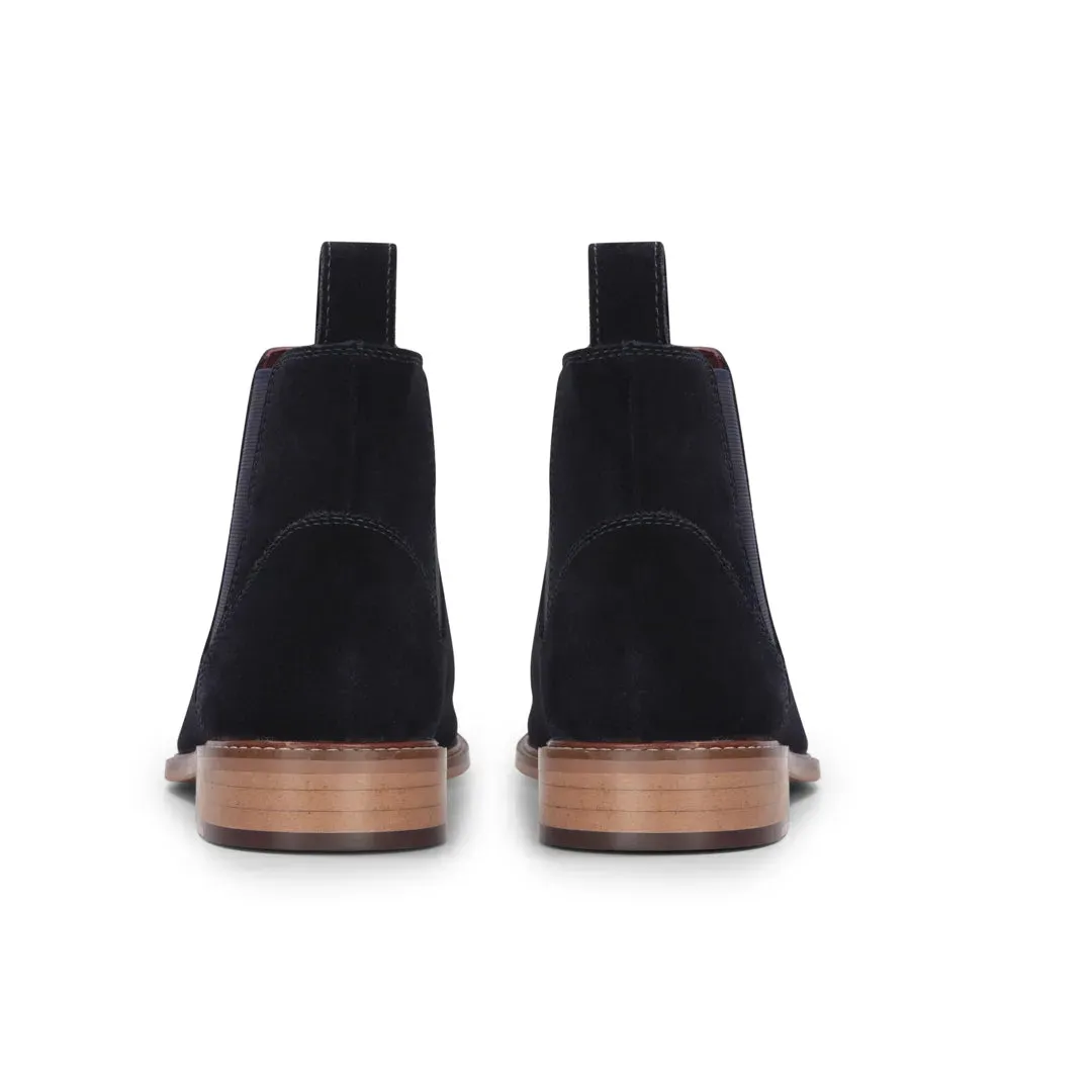 Men's Navy Suede Leather Slip On Chelsea Ankle Boots sold by Tru Clothing product image thumbnail 4