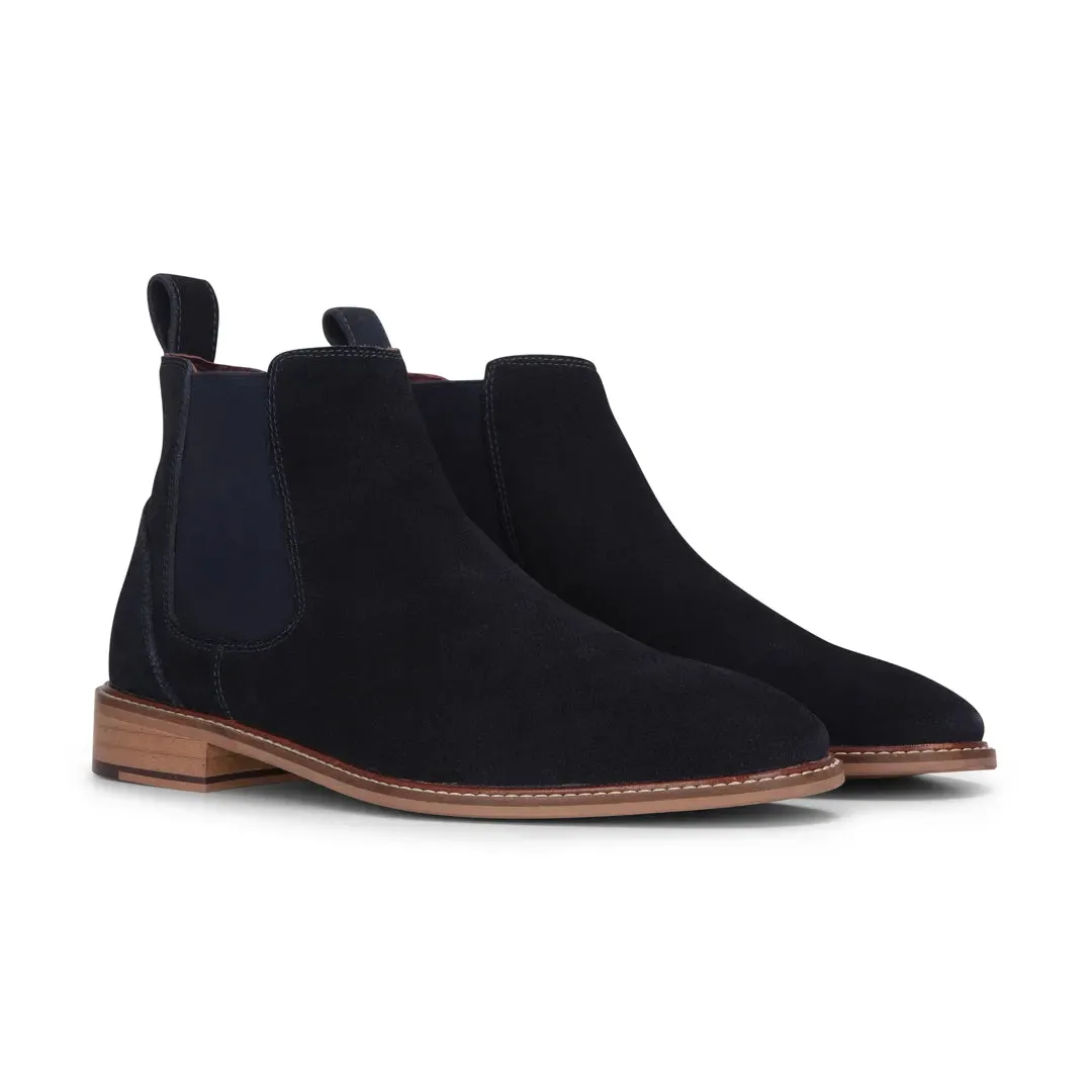 Men's Navy Suede Leather Slip On Chelsea Ankle Boots sold by Tru Clothing product image thumbnail 2