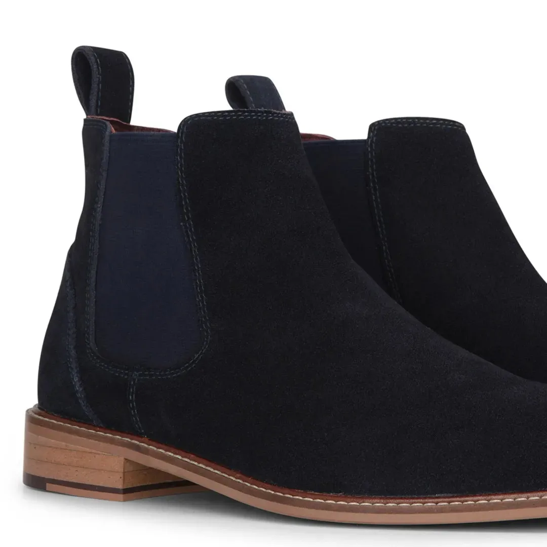 Men's Navy Suede Leather Slip On Chelsea Ankle Boots sold by Tru Clothing product image thumbnail 3