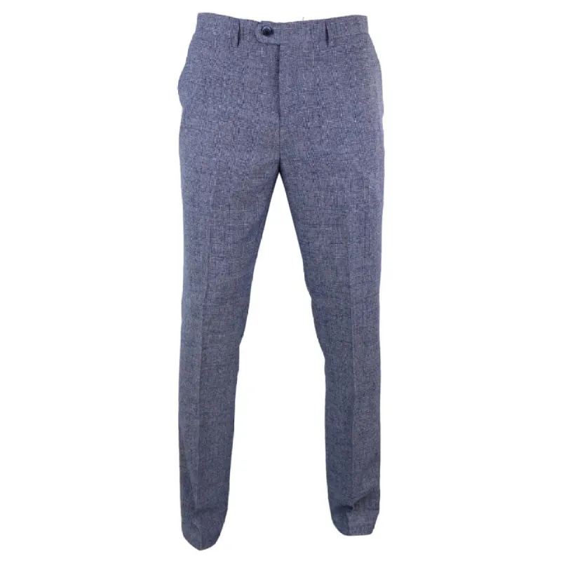 Men's Tweed Wool Check 1920s Classic Trousers Regular Length made by House of Cavani