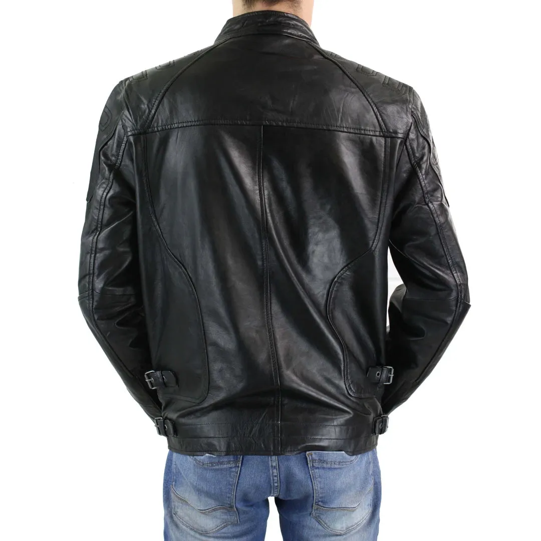 Men's Biker Leather Blue Black Zipped Jacket sold by Tru Clothing product image thumbnail 5