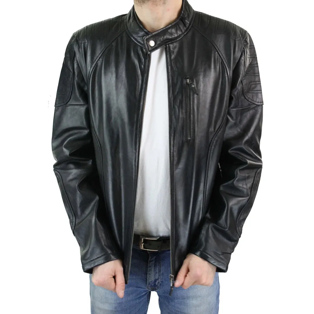 Men's Biker Leather Blue Black Zipped Jacket sold by Tru Clothing product image thumbnail 2