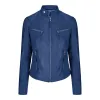 Women's Leather Fitted Biker Short Royal Blue Jacket sold by Tru Clothing