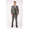 Power - Men's 3 Piece Suit Check Grey Blue Double Breasted Wedding sold by Tru Clothing