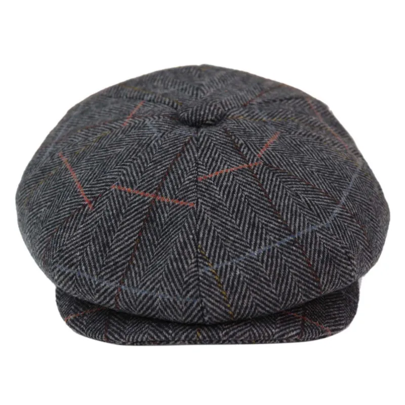 Men's 8 Panel Hat Flat Cap Newsboy Grandad Tweed Check Peaky Baker Boy sold by Tru Clothing