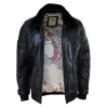 Men's Leather Bomber Jacket Aviator Fur Collar Pilot Raging Bull sold by Tru Clothing