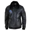 Men's Leather Bomber Jacket Aviator Fur Collar Pilot Raging Bull sold by Tru Clothing
