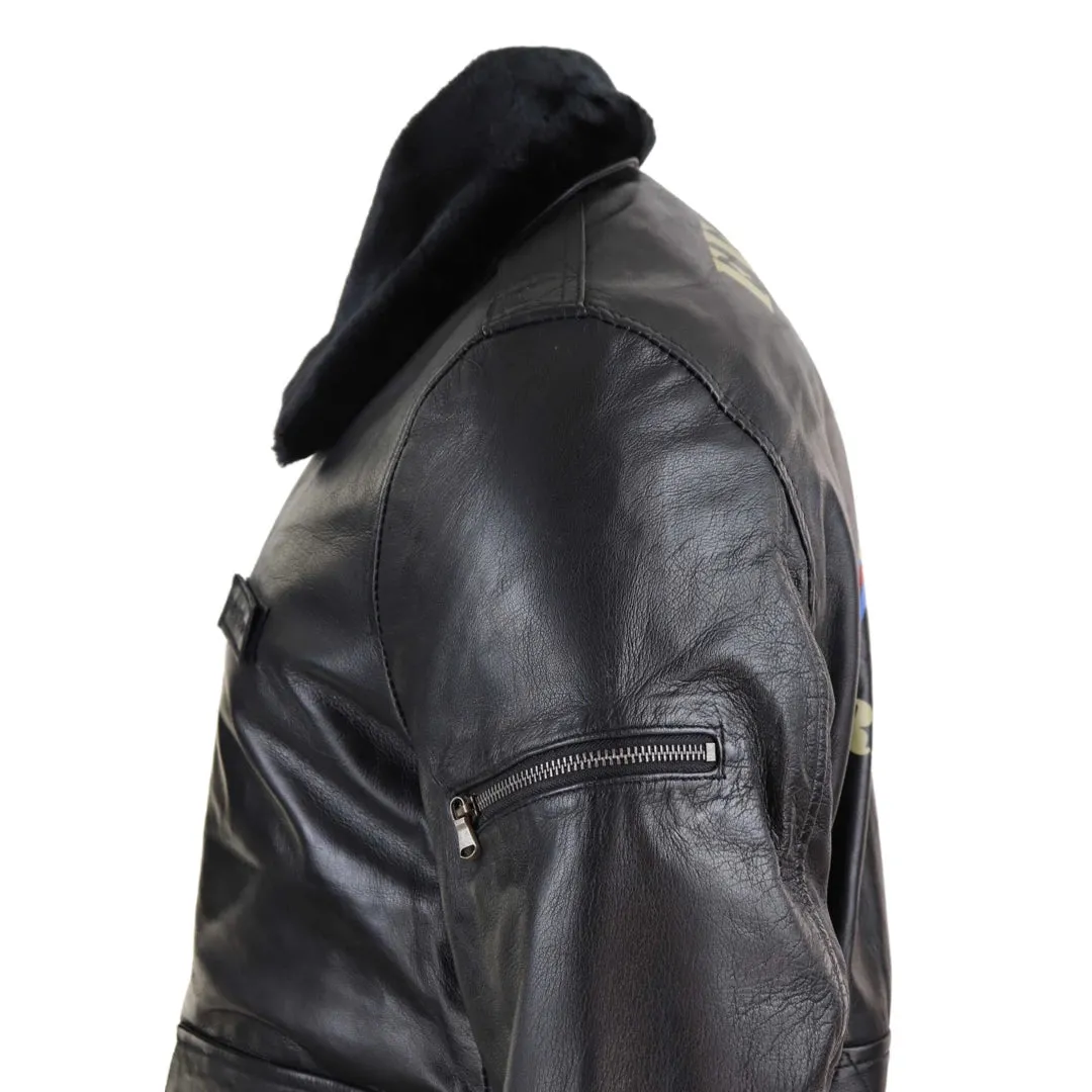 Men's Leather Bomber Jacket Aviator Fur Collar Pilot Raging Bull sold by Tru Clothing product image thumbnail 3
