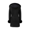 Ladies 3/4 Genuine Sheepskin Coat Black Soft Suede Outer Fitted Merino sold by Tru Clothing