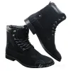 Mens Black Brown Ankle High Army Military Punk Rock Casual Boots Suede Vintage sold by Tru Clothing