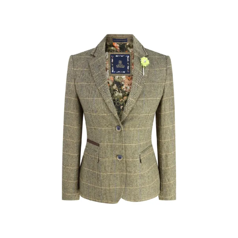 Albert - Women Classic Tweed Herringbone Check Tan Brown peaky blinders sold by Tru Clothing