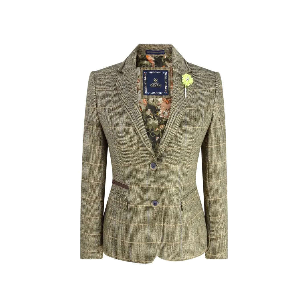 Albert - Women Classic Tweed Herringbone Check Tan Brown peaky blinders sold by Tru Clothing
