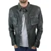 Men's Fitted Shirt Leather Jacket Tan Brown sold by Tru Clothing