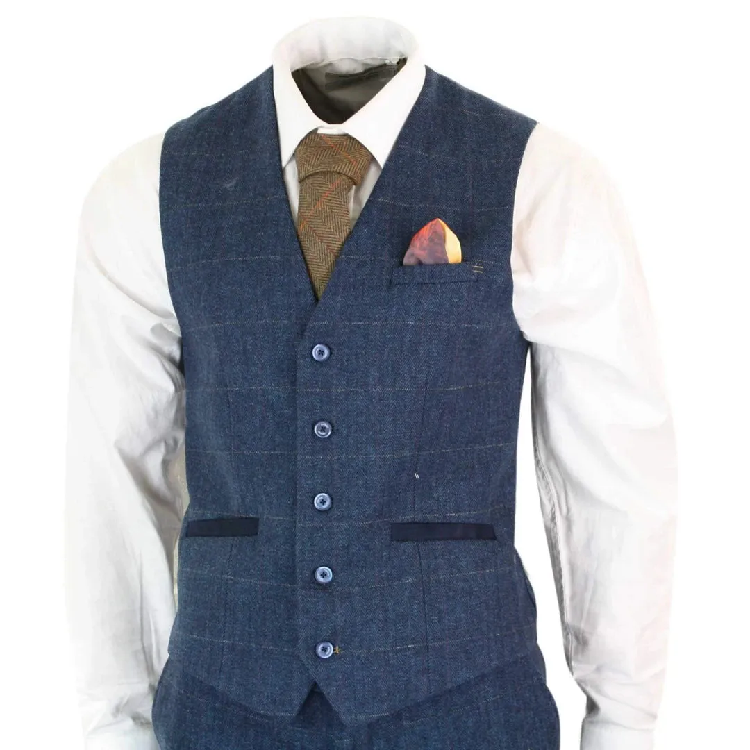 Carnegi - Men's 3 Piece Navy Blue Suit Tweed Check 1920's sold by Tru Clothing product image thumbnail 4