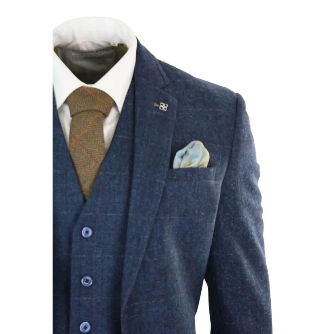 Carnegi - Men's 3 Piece Navy Blue Suit Tweed Check 1920's sold by Tru Clothing product image thumbnail 5