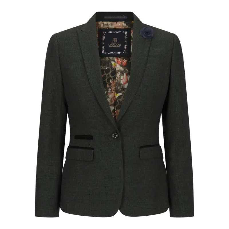 Caridi - Women's Tweed Green Check Blazer Wool Classic Jacket 1920s sold by Tru Clothing