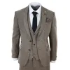 281-03 - Men's Oak 3 Piece Tweed Suit Herringbone Wool Fit sold by Tru Clothing