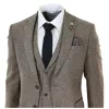 281-03 - Men's Oak 3 Piece Tweed Suit Herringbone Wool Fit sold by Tru Clothing