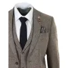 281-03 - Men's Oak 3 Piece Tweed Suit Herringbone Wool Fit sold by Tru Clothing