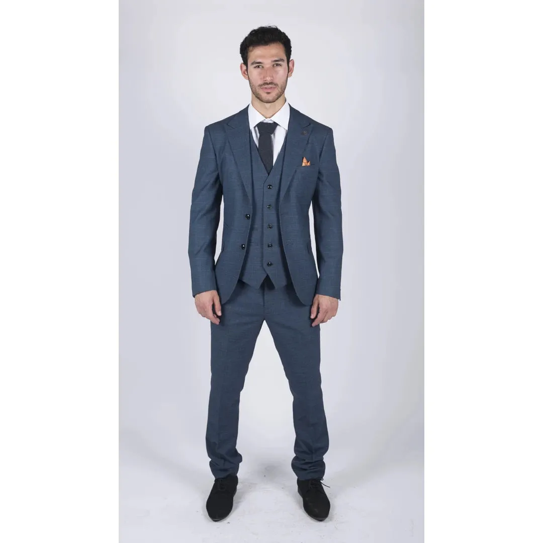 Viceroy - Men's 3 Piece Prince Of Wales Check Suit Blue Classic Light Modern sold by Tru Clothing product image thumbnail 2