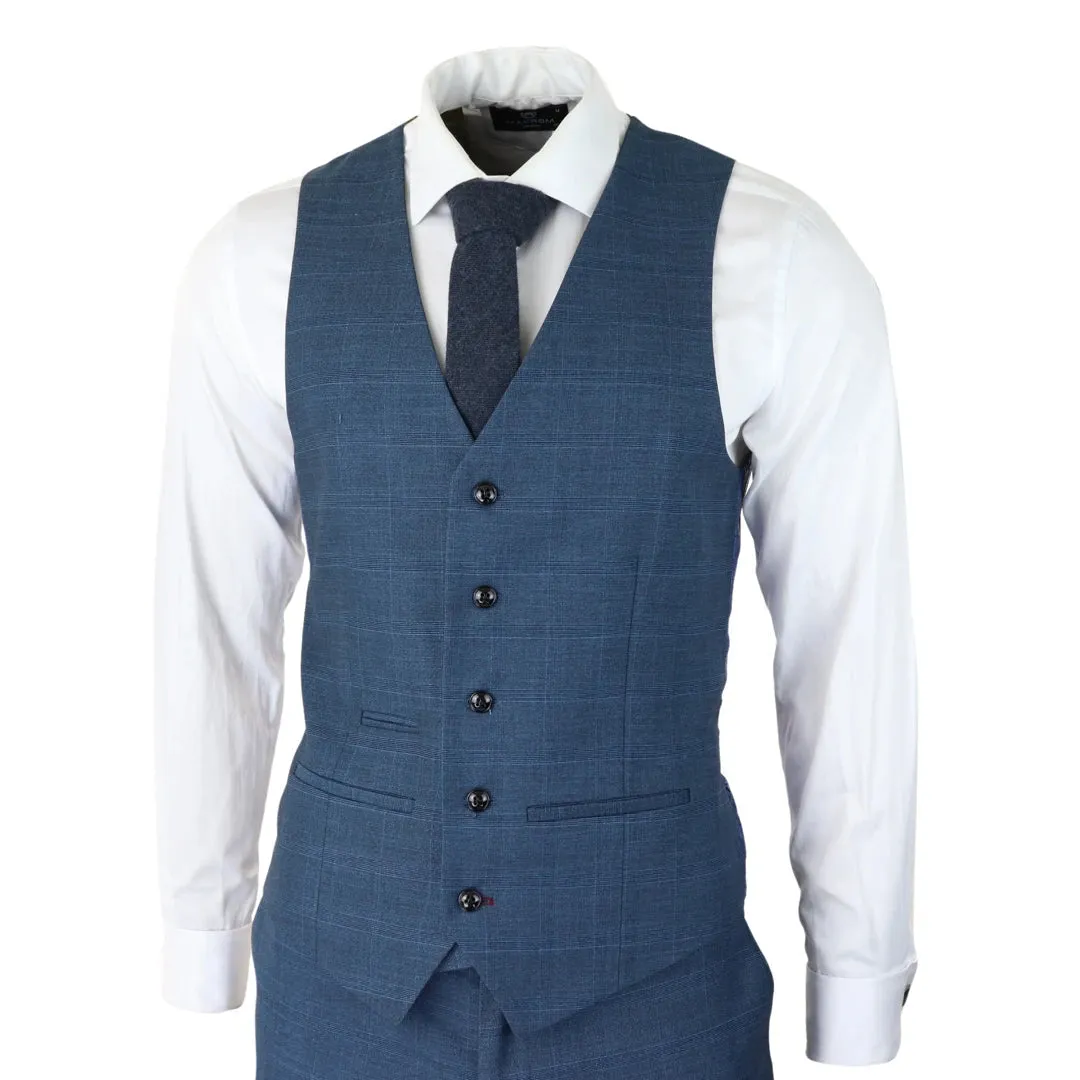 Viceroy - Men's 3 Piece Prince Of Wales Check Suit Blue Classic Light Modern sold by Tru Clothing product image thumbnail 5