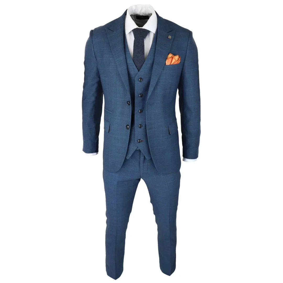 Viceroy - Men's 3 Piece Prince Of Wales Check Suit Blue Classic Light Modern sold by Tru Clothing product image thumbnail 3