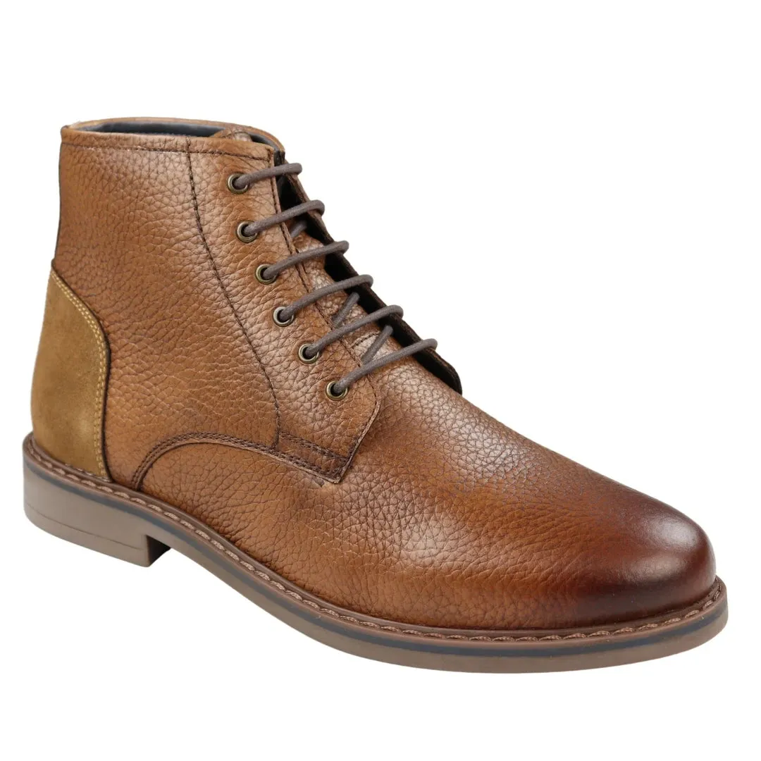 Mens Round Toe Laced Boots Black Tan Brown Real Leather Smart Casual Dress sold by Tru Clothing product image thumbnail 3