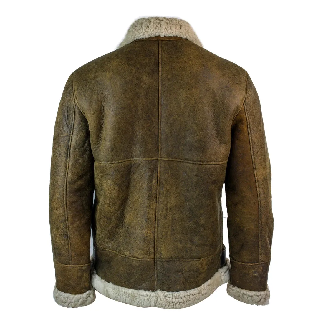 Men's Antique Sherling Sheepskin Cream Fur Air Force Pilot RAF Jacket sold by Tru Clothing product image thumbnail 5