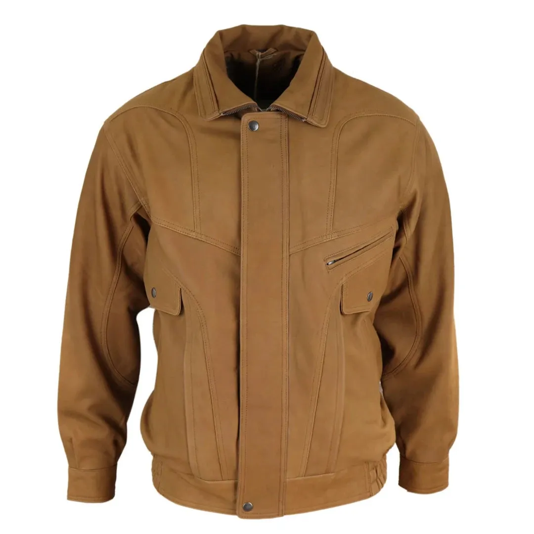 Men's Classic Bomber Nubuck Leather Jacket sold by Tru Clothing
