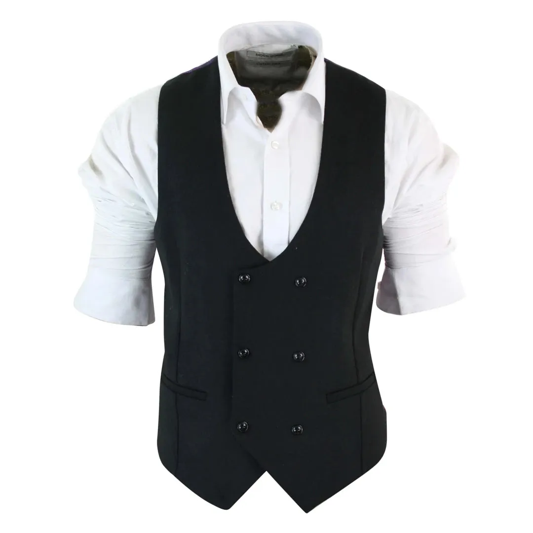 Melton - Men's Double Breasted Felt Tweed Classic Waistcoat Herringbone sold by Tru Clothing product image thumbnail 2