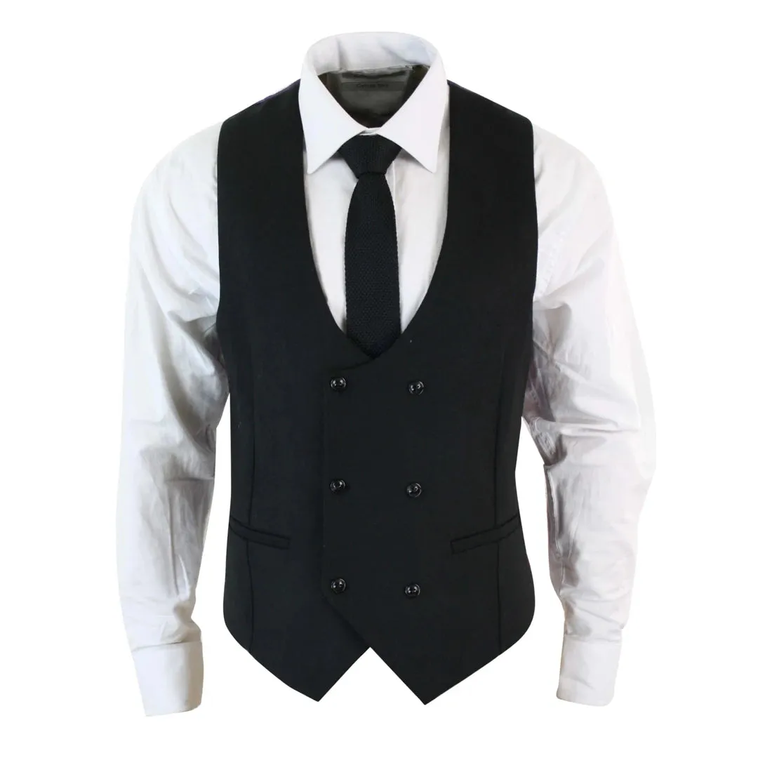Melton - Men's Double Breasted Felt Tweed Classic Waistcoat Herringbone sold by Tru Clothing