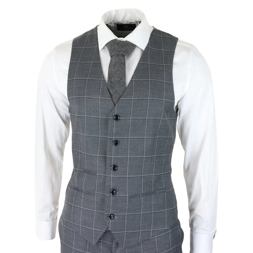 Hobbs - Men's Grey Check 3 Piece Suit Wedding Classic sold by Tru Clothing product image thumbnail 5