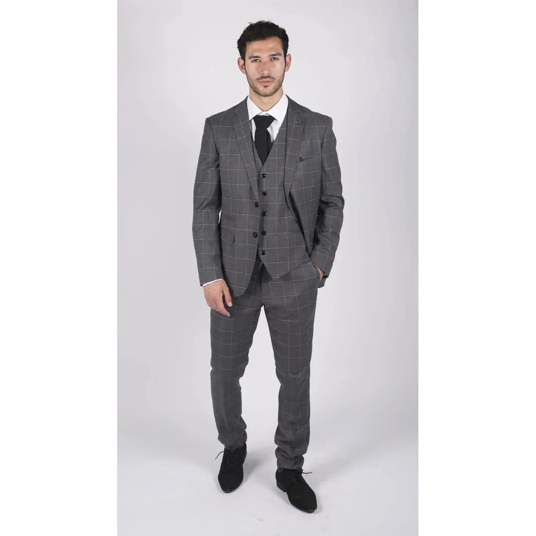 Hobbs - Men's Grey Check 3 Piece Suit Wedding Classic sold by Tru Clothing product image thumbnail 2