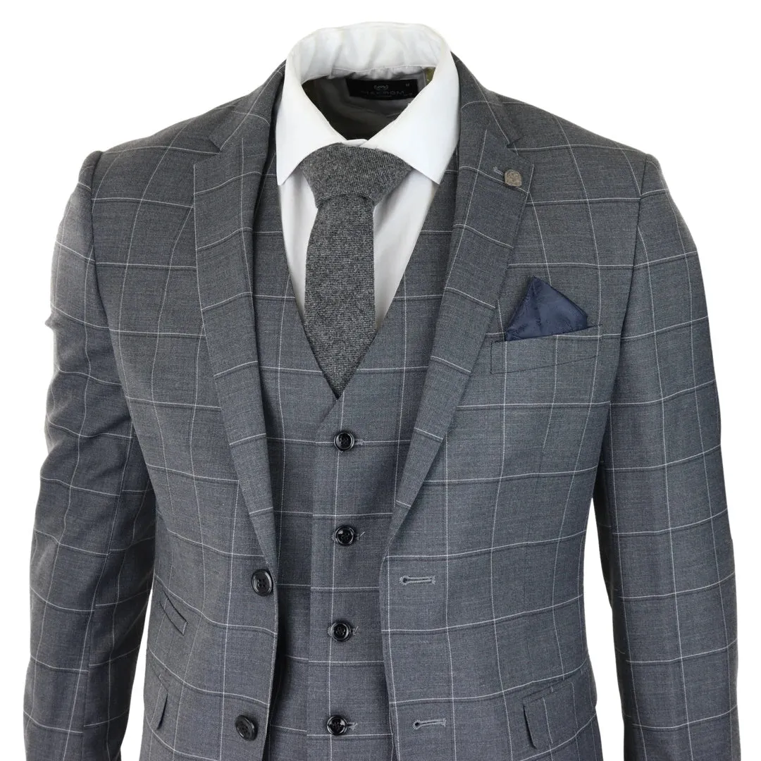 Hobbs - Men's Grey Check 3 Piece Suit Wedding Classic sold by Tru Clothing product image thumbnail 4