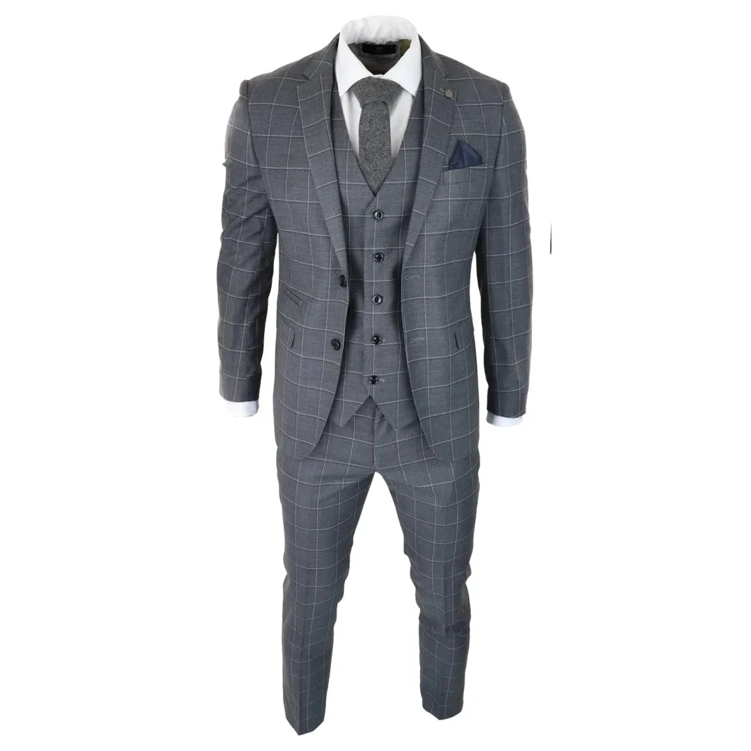 Hobbs - Men's Grey Check 3 Piece Suit Wedding Classic sold by Tru Clothing product image thumbnail 3