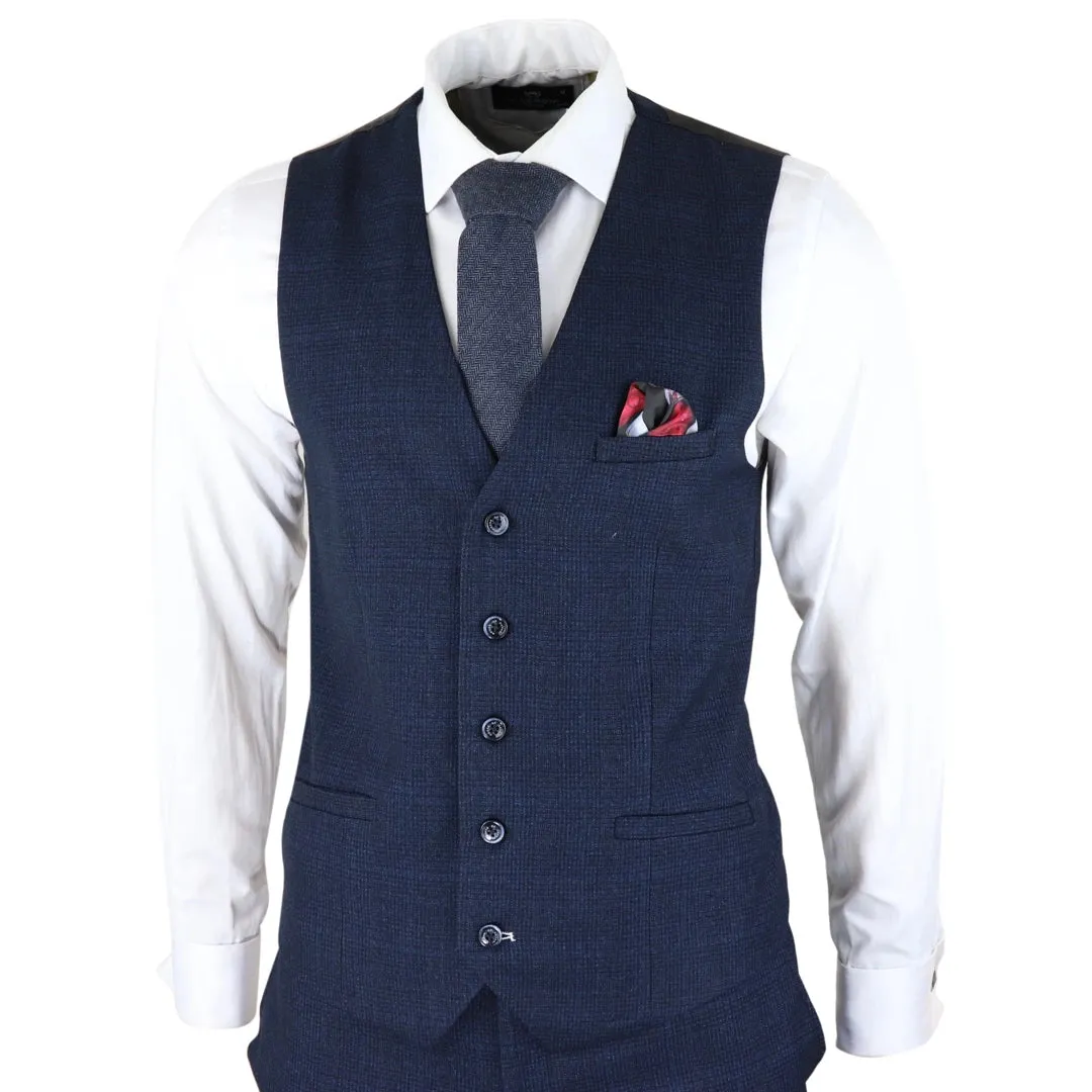 Caridi - Men's Herringbone Tweed Navy Blue Check 3 Piece Suit sold by Tru Clothing product image thumbnail 4