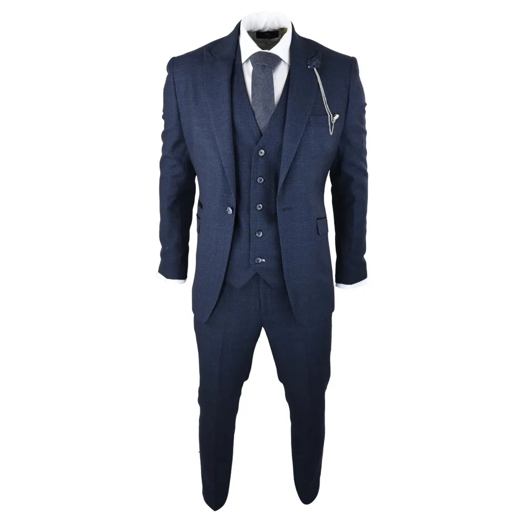 Caridi - Men's Herringbone Tweed Navy Blue Check 3 Piece Suit sold by Tru Clothing product image thumbnail 2