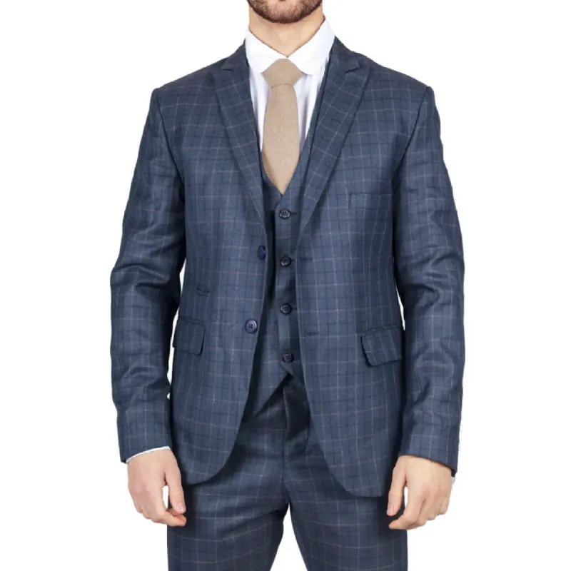 IM2 - Men's Blue Check 3 Piece Suit sold by Tru Clothing
