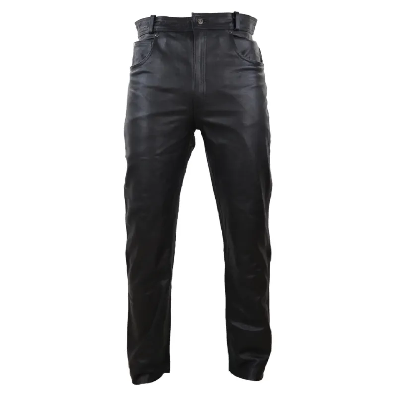 Men's Leather Jeans Hide Trousers Biker Racing Classic sold by Tru Clothing
