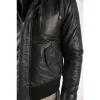Men's Fur Hood Bomber Leather Jacket Black Puffer Padded sold by Tru Clothing